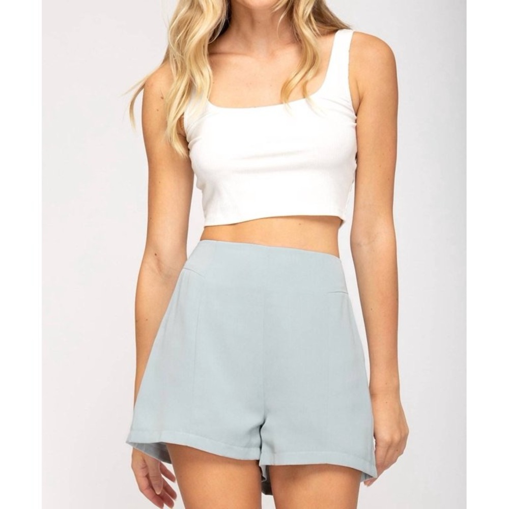 She + Sky Woven Seafoam High Waist Shorts Large